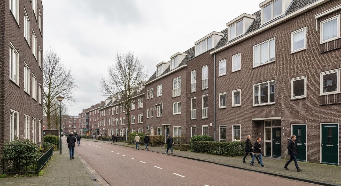 Nederlandse buurtstraat met contrast tussen moderne en oudere woningen